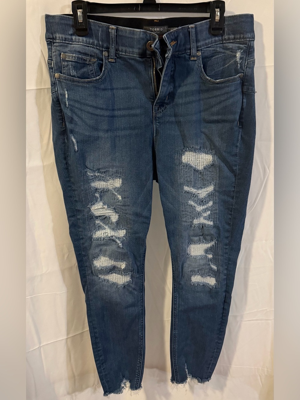torrid Dark Blue Distressed Skinny Jeans